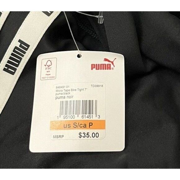Puma Bike Tights Womens Small Black Micro Tape Yoga Gym Training Activewear NWT - Picture 4 of 4